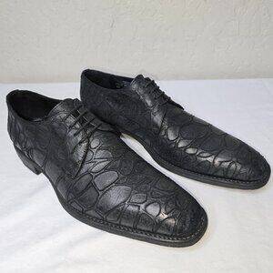 Jean Baptiste Rautureau Grey Leather Croco Alligator Print Oxfords Men's 10 / 43